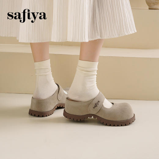 预售7天|Safiya/索菲娅2025魔术贴休闲外穿百搭内增高复古厚底勃肯鞋SFD3110401 商品图8