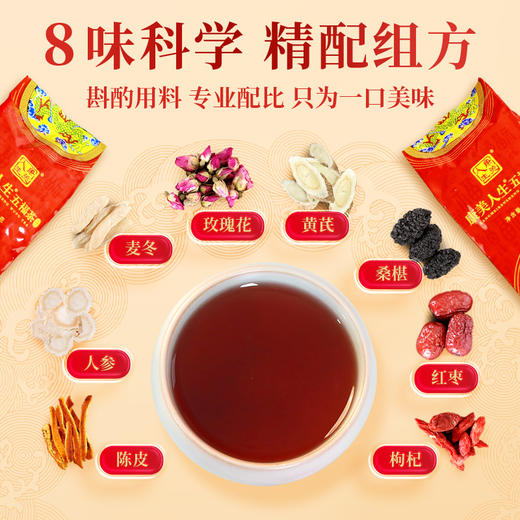 康美五福茶15g*20袋/盒 黄芪桑椹红枣枸杞子人参麦冬陈皮玫瑰花袋泡茶送礼自用 商品图3