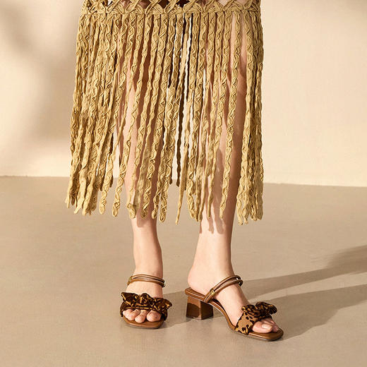 【静音系列】千百度粗高跟凉拖鞋女款新款外穿配裙子拖鞋气质百搭A25381116 商品图1