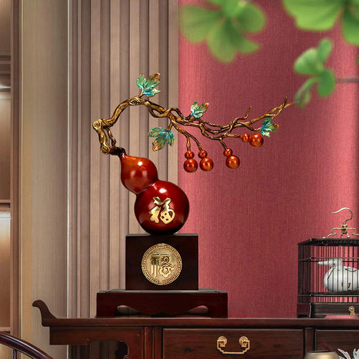 E-YM-FK285 彩铜五福临门葫芦摆件 250*100*310 商品图4