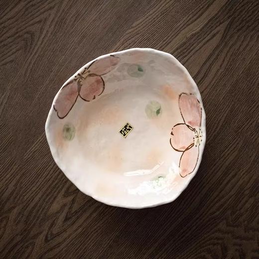 日本进口日式釉下彩陶瓷汤盘手工家用菜盘子樱花汤碗美浓烧手绘樱花山樱花山茶花多用钵 商品图2