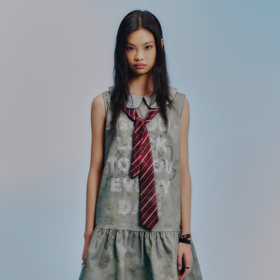 GOODBAI GOODEES娃娃领蕾丝图案slogan连衣裙