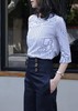TYNVIE 海军蓝高腰纽扣细节阔腿裤 商品缩略图5