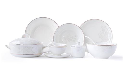 骨瓷餐具套装碗盘家用高级感轻奢新款碗碟中式乔迁结婚送礼碗陶园梦茶语冰清10人用40头餐具 商品图2