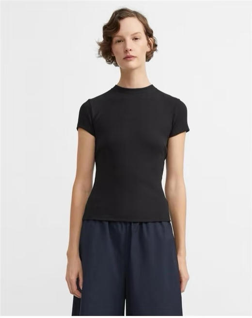 324-2 亏清无退换 极简高级 人手两件 th基础款 螺纹坑条 匹马棉针织 圆领短袖T恤 商品图3