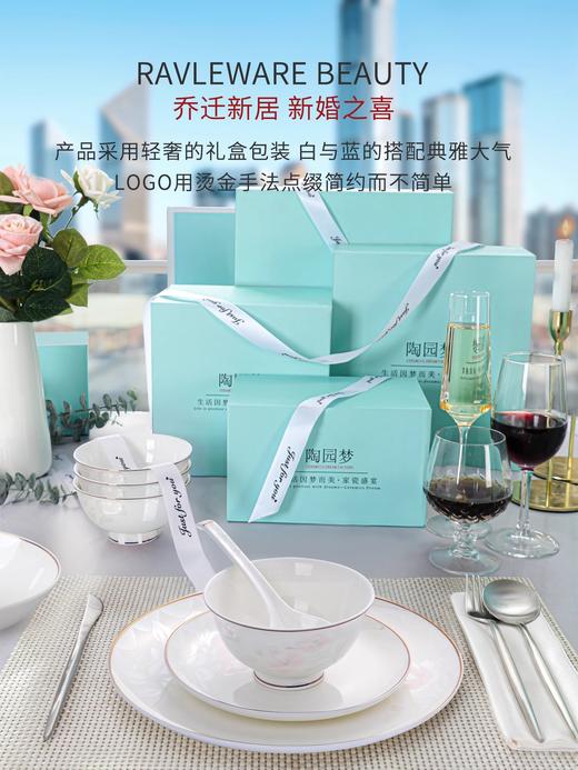 骨瓷餐具套装碗盘家用高级感轻奢新款碗碟中式乔迁结婚送礼碗陶园梦茶语冰清10人用40头餐具 商品图6