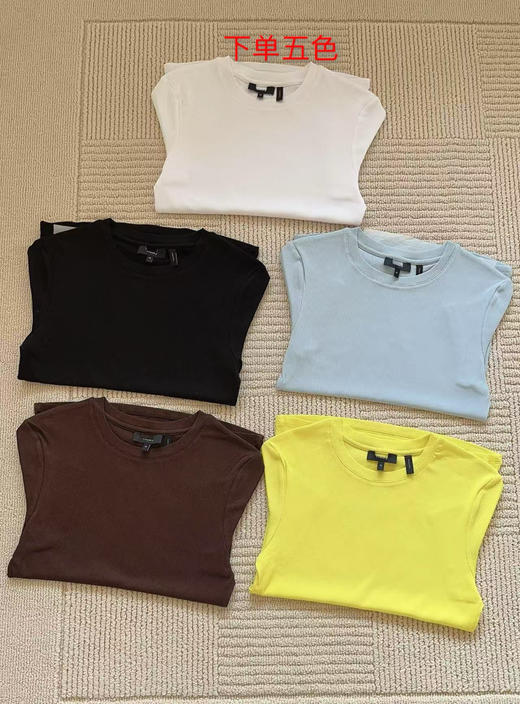 324-2 亏清无退换 极简高级 人手两件 th基础款 螺纹坑条 匹马棉针织 圆领短袖T恤 商品图7