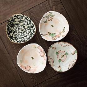 日本进口日式釉下彩陶瓷汤盘手工家用菜盘子樱花汤碗美浓烧手绘樱花山樱花山茶花多用钵
