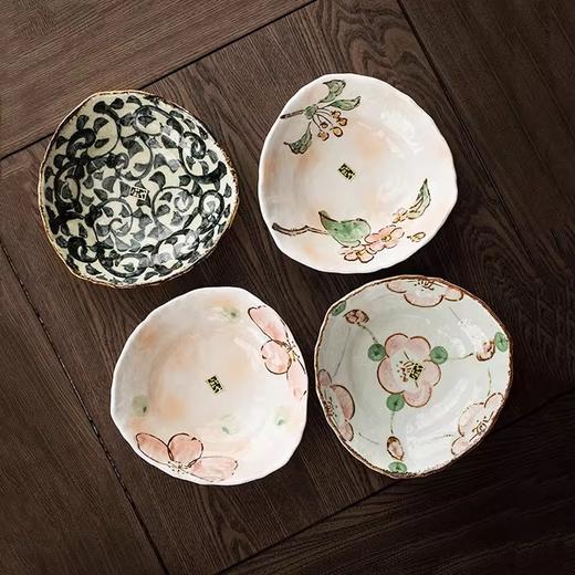 日本进口日式釉下彩陶瓷汤盘手工家用菜盘子樱花汤碗美浓烧手绘樱花山樱花山茶花多用钵 商品图0
