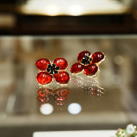 订购4个月到｜Gripoix Paris-Poppy Flower-耳环［法国设计师］