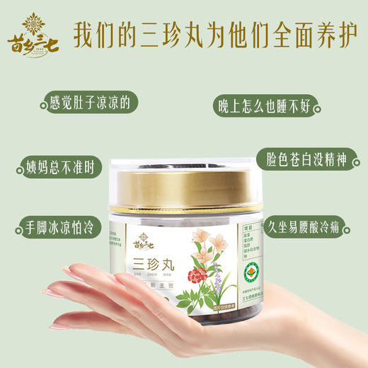 三珍丸 有机三七/有机小黄姜/麦冬搭配的 告别手脚冰冷 身体通畅 苗乡三珍丸  100g*2瓶 商品图1