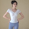 跃牌【周游世界系列】夏季新款瑜伽服女美式V领排扣桑蚕丝短袖修身运动上衣T恤TP0852 商品缩略图3