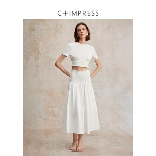 醋酸索罗娜立体打揽度假风短衬衫/打揽显瘦半裙2025夏新CS2502038 商品图1