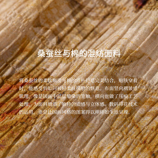 绽放旅行女装233朵/桑蚕丝棉皱感印花立领系带正常肩长袖衬衫上衣 商品图3