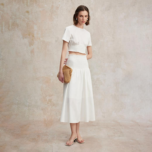 醋酸索罗娜立体打揽度假风短衬衫/打揽显瘦半裙2025夏新CS2502038 商品图2