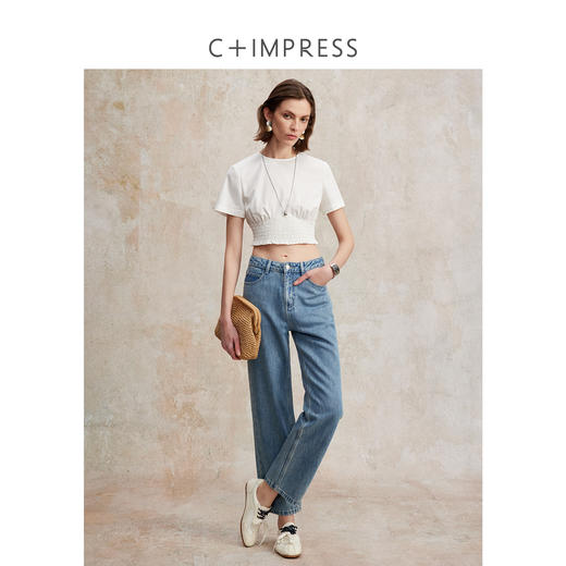 醋酸索罗娜立体打揽度假风短衬衫/打揽显瘦半裙2025夏新CS2502038 商品图3