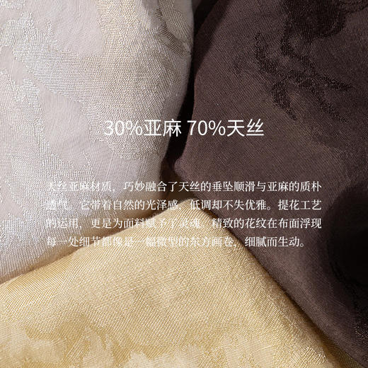 绽放旅行女装228朵/亚麻天丝提花新中式圆领斜襟连身七分袖衬衫女 商品图3