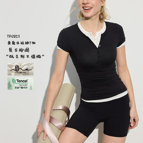 跃牌【周游世界系列】新款瑜伽服女桑蚕丝运动短袖修身透气上衣显瘦T恤TP0853