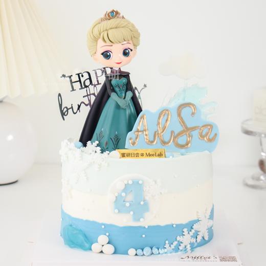 0506"艾莎公主"半翻糖奶油蛋糕 商品图0