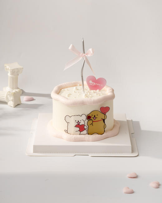 爱心气球线条小狗 520蛋糕 商品图0