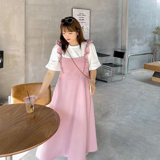 【诗铭洛可】XCX211 木耳边背带裙+T恤两件套套装 商品图4