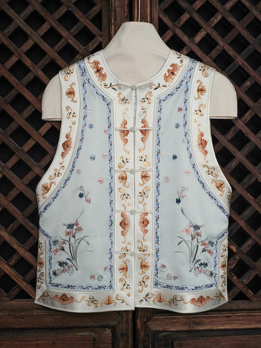 盛唐牡丹大师系列| 繁花似锦重缎手绣马甲 商品图0