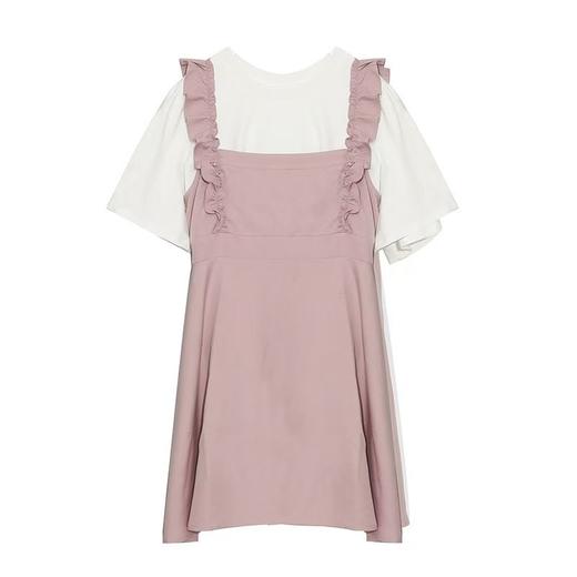 【诗铭洛可】XCX211 木耳边背带裙+T恤两件套套装 商品图1