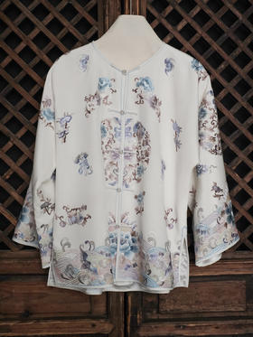 盛唐牡丹大师系列| 重工江崖海水纹外套-白色