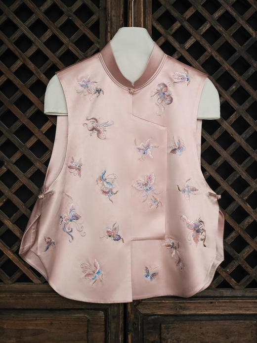 盛唐牡丹大师系列| 蝶恋花丝毛马甲-粉色 商品图0