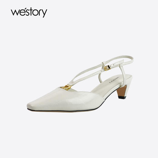 Westory2025年春季小方头低跟后空单鞋通勤百搭空凉鞋W25AH58211 商品图2