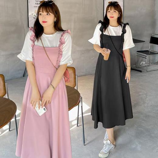 【诗铭洛可】XCX211 木耳边背带裙+T恤两件套套装 商品图3