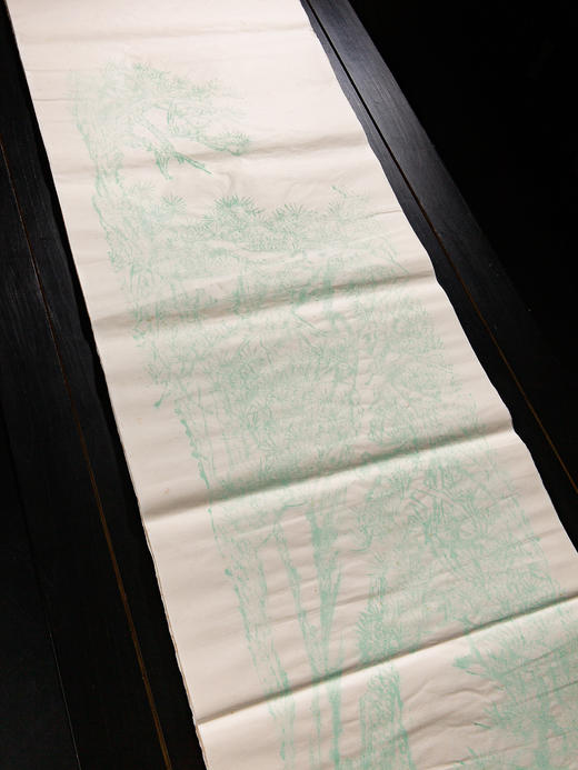 70-80年十竹斋制尺八屏木版水印松树大画笺（单张） 商品图6