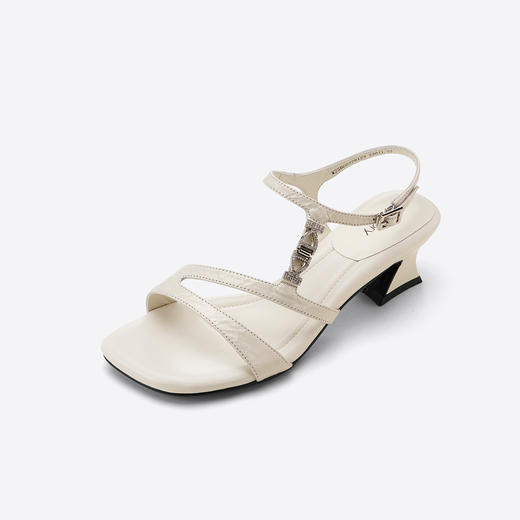 Westory2025新款水钻方头后空外穿时装高跟凉拖鞋百搭跟一字拖W25BG62281 商品图2