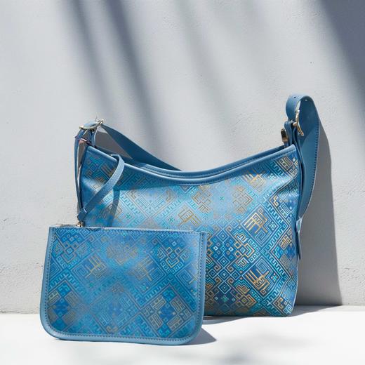 壮锦-粉色几何纹大挎包 商品图4