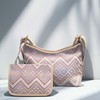 壮锦-粉色几何纹大挎包 商品缩略图0