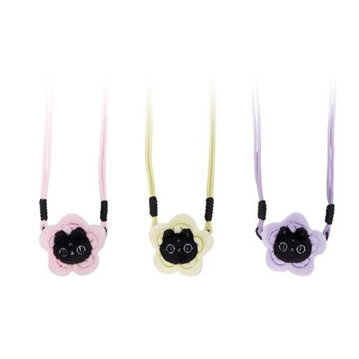 大英博物馆 巴斯特系列 萌猫一路生花斜挎毛绒手机背夹 粉色 紫色 浅黄色 商品图5