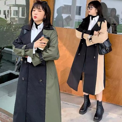 清仓价【诗铭洛可】A323风衣外套 大码撞色长款风衣外套 商品图2