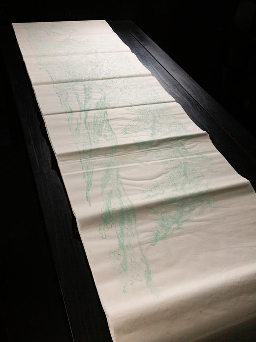 70-80年十竹斋制尺八屏木版水印松树大画笺（单张） 商品图13