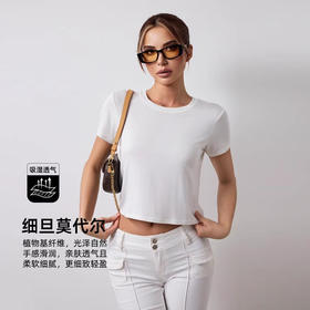 跃牌【周游世界系列】春夏新款瑜伽服女天丝桑蚕丝复古上衣弹力休闲短袖T恤TP0798