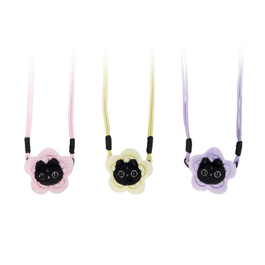 大英博物馆 巴斯特系列 萌猫一路生花斜挎毛绒手机背夹 粉色 紫色 浅黄色 商品图4