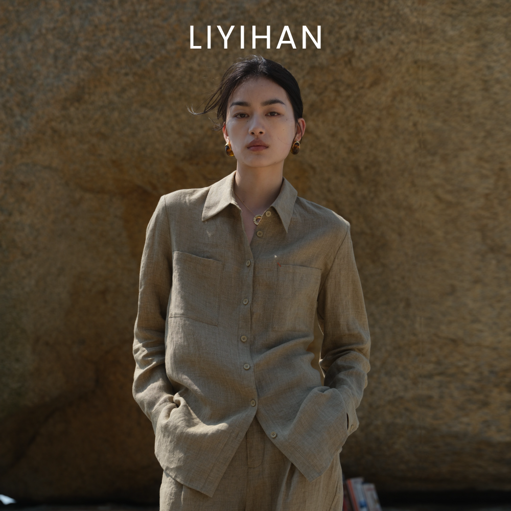  LIYIHAN25夏亘云麻  轻盈亚麻简约廓形亚麻衬衫纯色女衬衫外套