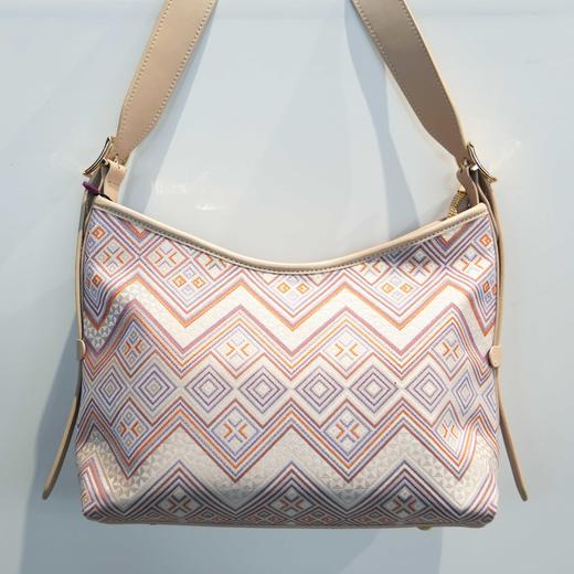 壮锦-粉色几何纹大挎包 商品图1