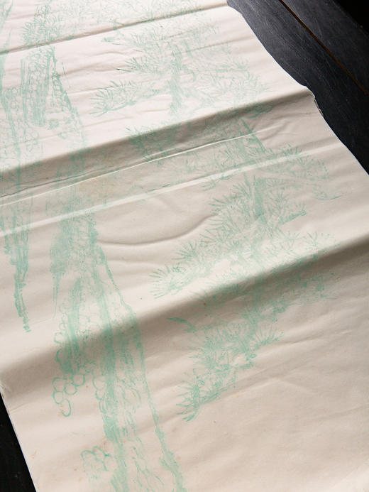 70-80年十竹斋制尺八屏木版水印松树大画笺（单张） 商品图12