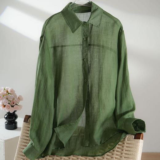 伊泺杉100%苎麻衬衫｜今年流行「松绿色」衬衫，太太太治愈了【5-7天发货】 商品图1