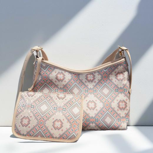 壮锦-粉色几何纹大挎包 商品图2