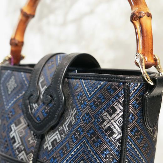 壮锦-黑色四燕纹水桶手提包 商品图1