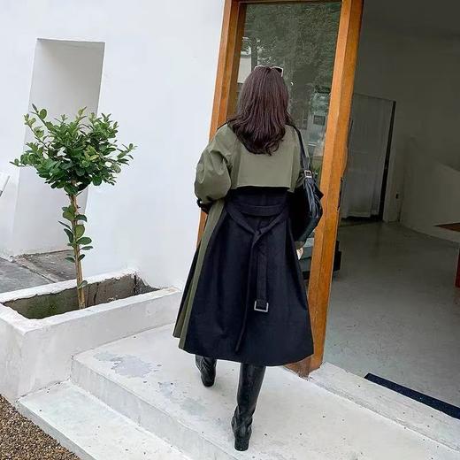 清仓价【诗铭洛可】A323风衣外套 大码撞色长款风衣外套 商品图3