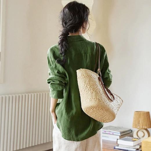 伊泺杉100%苎麻衬衫｜今年流行「松绿色」衬衫，太太太治愈了【5-7天发货】 商品图2