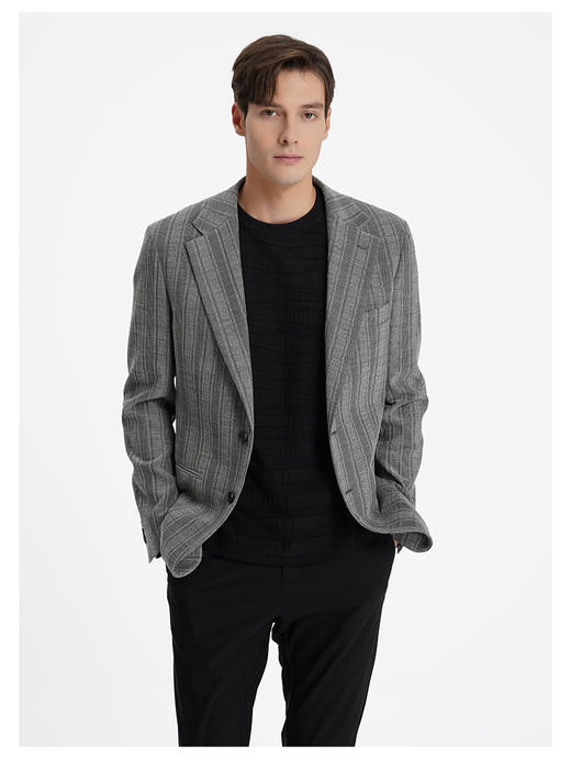 callisto海藻灰格雷条纹进口绵羊毛混纺便西 商品图2