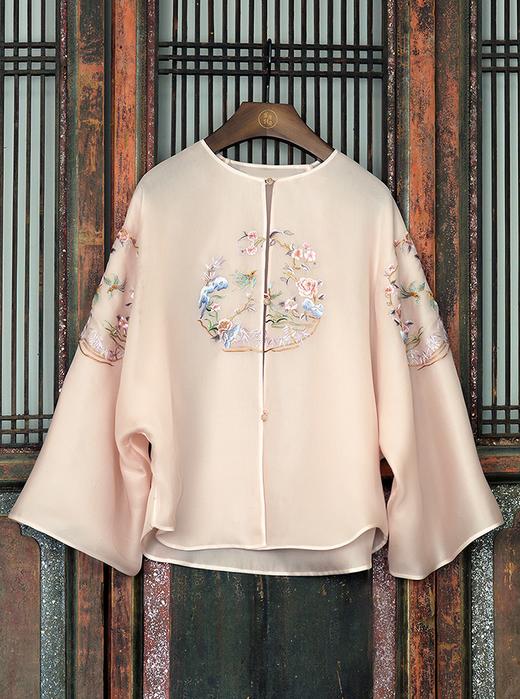 盛唐牡丹大师系列| 喜上眉梢团纹欧根缎手绣外套-粉色 商品图0